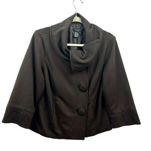 Sandro‎ Sportswear Jacket, Medium, Cropped, 3/4 Sleeves, Cowl Neck, Brown